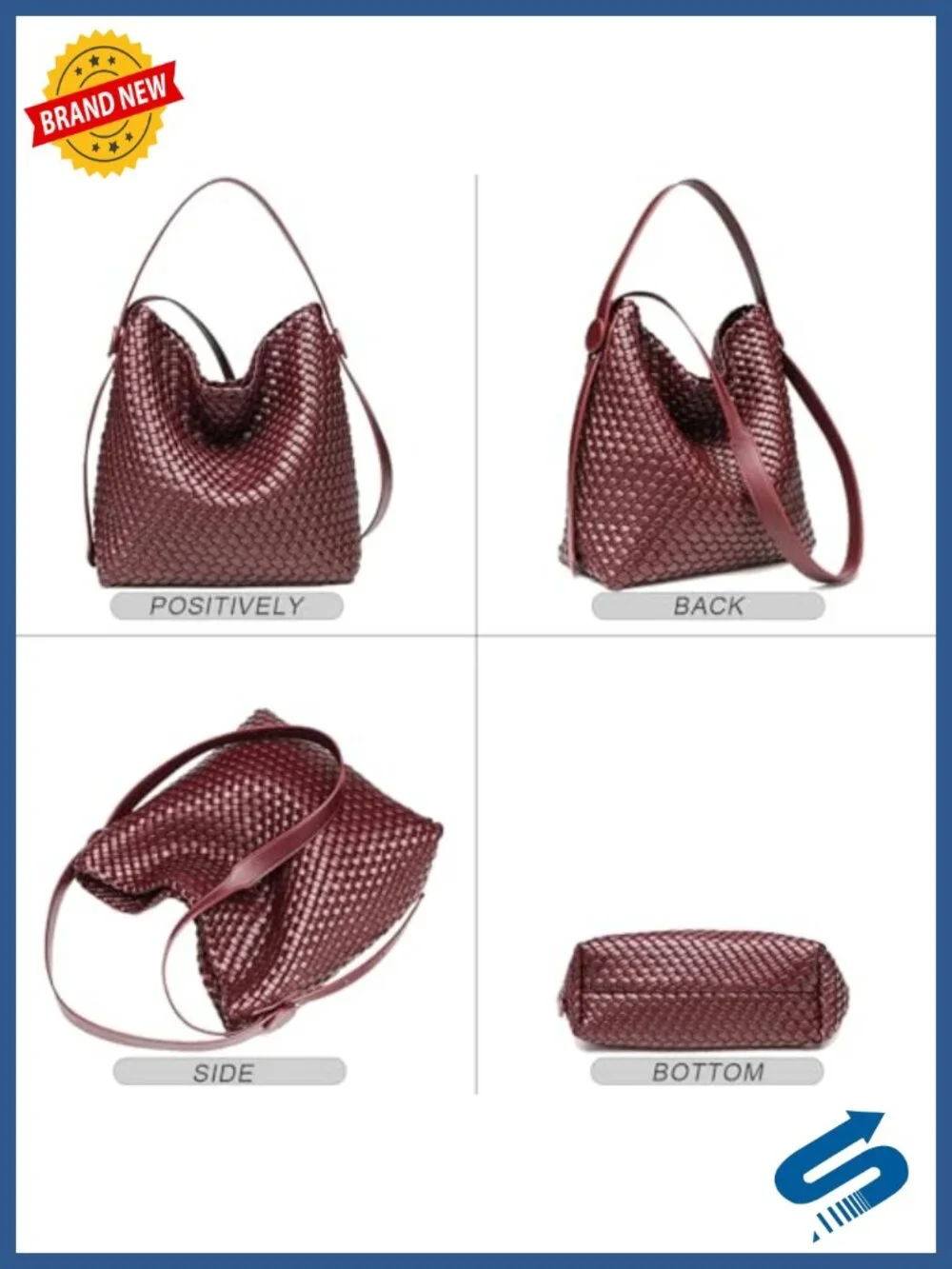 Large Woven Tote Bag Vegan Leather Shoulder Bag Women Travel Shopper